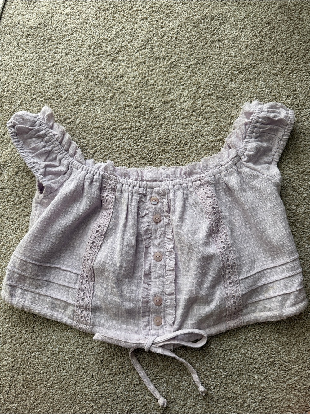 Urban Outfitters Natasha Light Lavender off the shoulder top